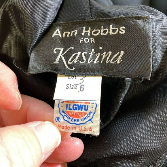 Vintage Anne Hobbs for Kastina Black Sheer Layered Silk Classic Modest Dress Sz6 - Picture 7 of 10